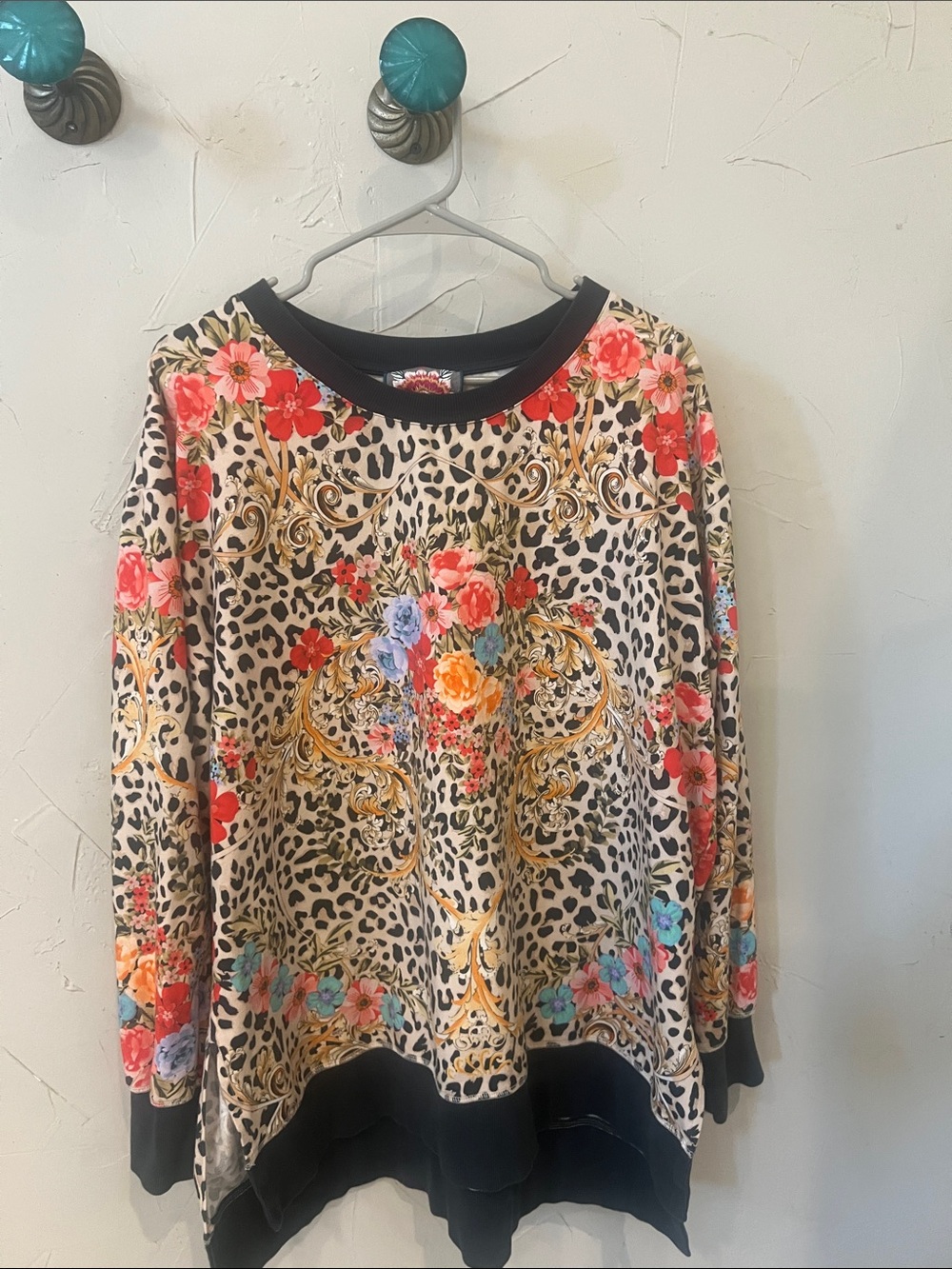 Women’s Johnny Was Floral Leopard Print Pullover Sweatshirt - Multicolor